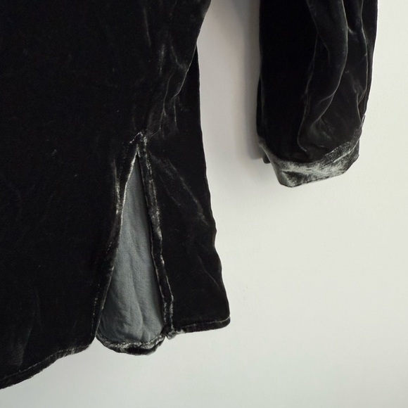 NWT Eileen Fisher Mandarin Collar Long Shirt Silk Ivy Crushed Velvet PL Petite L - Picture 14 of 16